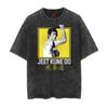 Camiseta de manga corta para hombre de la Costa Oeste con estampado de kung fu, boxeo, holgado, desgastado y estilo batik vintage de verano