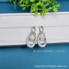 Aretes de Tuerca al por Mayor con Incrustaciones de Calcedonia Blanca Hielo Natural, Chapados en Plata 925, Ágata, Jade, Lujo, Lujo Ligero, Aretes Color Jade