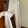 Nuevos Pantalones de Pierna Ancha Jacquard de Acetato Estilo Chino para Mujer, Nuevo Modelo Verano 2026, Pantalones Rectos Estilo Nacional, Pantalones Casuales de Satén de Cintura Alta