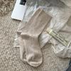 Meias Femininas de Cor Sólida para Outono e Inverno, Meias Longas Listradas Cinza Estilo Coreano, Meias Slouch Versáteis Antiderrapantes para Mulheres