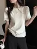 'Zhengzhenghong Camiseta' Práctica de Peso Alto Engrosada Suave y Elástica Simple Cuello Redondo Manga Corta Cepillada Camiseta para Mujer