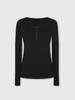 Camiseta Branca de Manga Longa com Gola Henley Francesa para Mulheres no Início do Outono, Top Retrô com Caimento Justo e Camiseta Básica de Tricô