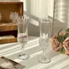 Copo de champanhe em relevo de vidro estilo Ins, taça de vinho tinto, copo alto para vinho, copo de água para casa
