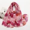 Comércio exterior transfronteiriço estampagem a quente flor Lingxiao lenço de seda estampa de flor folha de ginkgo fio de seda lenço longo feminino