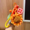 Ganar el Primer Premio en los Exámenes de Ingreso a la Preparatoria y Universidad, Pequeños Regalos, Colgante Llavero de Girasol Tejido a Mano, Pequeño Regalo para Estudiantes que Presentan Exámenes