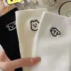 Calcetines de Estilo Japonés para Otoño de Alto Valor Lindos de Media Pantorrilla con Rayas Verticales Calcetines Largos de Dibujos Animados Calcetines de Perro Blanco para Mujer con Rayas Verticales