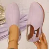 Zapatos slip-on transfronterizos europeos y americanos con suelas de plataforma, hebilla de correa trasera para mujer, estilo europeo y americano para ir al trabajo, diseño hueco de gamuza, venta al por mayor, tallas grandes