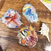 Conjunto de Adesivos Artísticos para Animais de Estimação - Série Vida Marinha - Água-viva e Peixinho Dourado - Material Criativo para Decoração - 50 Peças