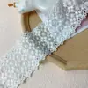Ribete de Encaje Bordado de Algodón Blanco Seda de Leche de 8 cm de Ancho para Cojines de Sofá, Ropa de Muñecas, Decoración Hecha a Mano DIY