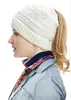 Otoño e Invierno Europeo y Americano Amazon Ebay Sin Etiquetar Gorro de Punto para Cola de Caballo Gorro de Lana para Mujer Gorro de Punto de Color Puro