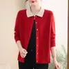 Moda Casual Ropa de Mujer Suéter para Mamá Tejidos Otoño Invierno Nueva Mamá Estilo para el Viaje Diario Cárdigan con Solapas