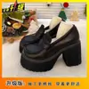 Zapatos de tacón alto con plataforma estilo británico para mujer, que aumentan la altura, para uso en exteriores, moda Primavera/Verano 2026, zapatos de tacón grueso con suela gruesa, estilo retro francés