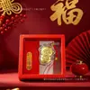 Chaveiro de ovelhinha "Flor Rica" em ouro puro 999, pingente de pulseira de celular com fio vermelho para o ano do zodíaco, presente de evento de Ano Novo