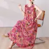 Vestido camisola de algodón y seda fresco y elegante para verano, vestido largo de rayón sin mangas para verano, vestido de alta gama holgado y elegante