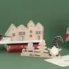 Artesanato de Madeira Personalizado Transfronteiriço para o Natal Enfeites de Papai Noel e Rena Decorações para Festas em Casa