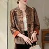 Nueva Chaqueta Estilo Nacional Chino para Mujer Retro Sensación de Alta Gama Ropa para Mujeres de Mediana Edad y Mayores Cuello Alto Botón de Rana Traje Tang Top de Primavera y Otoño para Mamá