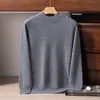 Nuevo suéter de cachemira 100% para hombre para otoño e invierno, cuello semialto, color liso, tejido de punto base para estilo business casual