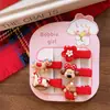 Novos Grampos de Cabelo de Algodão Vermelho de Segurança para Bebês Meninas, Design Fofo de Desenho Animado, Conjunto de 5 Grampos de Cabelo
