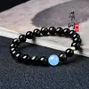 Pulseira de Obsidiana Natural para Mulheres Contas de Transferência Aquamaro Pulseira de Contas de Buda para Homens Contas Artesanato de Obsidiana Dourada para Casal