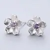 Pendientes de Plata de Ley S925 con Delicado y Elegante Diseño de Flor Pequeña e Incrustación de Diamante, Pendientes de Moda Estilo Coreano para Mujer al por Mayor