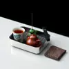 Juego de té para estación de trabajo creativa: una tetera, una taza y un pequeño juego de té para una persona, completo con una bandeja para té, diseñado para uso individual en la oficina