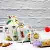 Joyería al por mayor de fábrica algodón y lino bronceado bolsillo con cordón estampado embalaje bolsa de regalo joyería