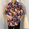Camisa Floral de Manga Curta Roupa de Praia da Ilha de Hainan Sanya Havaí Moda Tailandesa Viagem Casal Masculino Jaqueta Fina Versátil Casual