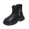 Botas Infantis 2025 Outono e Inverno Novas Botas Curtas Infantis Botas de Couro para Meninas Botas Infantis Estilo Coreano Sapatos de Pequena Princesa