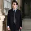 Outono e Inverno Novo Casaco Longo Masculino de Lã Pura Dupla Face com Lapela Liso Cor Sólida Casual de Negócios Peça Superior Transfronteiriça