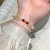 Hielo Natural Transparente Luz de Estrella Amarillo Limón Cristal Amarillo Torre Pulsera de Cristal Pulsera de Cuarzo Rosa para Mujer Diseño de Nicho Pulsera Simple de Ágata Roja