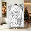 Manta de Natal, manta de bezerro, desenho de linha de desenho animado grafite flanela DIY para colorir manta de sofá, manta de presente, feita sob medida
