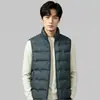 Chaleco ligero de plumón casual y cálido para ir al trabajo, chaqueta simple de invierno versátil a prueba de viento con cuello alto, top unisex