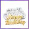 Molde de Silicone para Assar Bolo Letras Maiúsculas e Minúsculas em Inglês Cartão de Chocolate Feliz Aniversário Decoração de Bolo