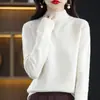 Básico de primavera gola alta meia-calça lisa Feminino Andy veludo suéter primeira linha roupa solta modelador camisa de malha para usar por baixo
