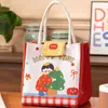 Bolsa térmica criativa pintada à mão com forro de folha de alumínio, mantém os alimentos gelados, possui uma alça e tem grande capacidade, tornando-a adequada para piqueniques e uso ao ar livre