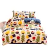 Juego de Cuatro Piezas de Leche Polar de Invierno con Funda Nórdica de Polar Añadida Juego de Tres Piezas para Dormitorio Infantil Sábana Cálida Ropa de Cama de Coral
