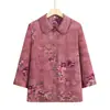 Cárdigan de verano de la abuela, camisa fina de cuello para mamá, ropa para personas mayores, camisa de verano de la abuela, top estampado talla grande