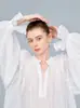 Ropa de Mujer Nanyou 2026 Manga Larga Estilo Francés Camisa Holgada Cuello en V Camisa Blanca con Bordado Francés Camisa Blanca