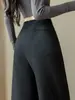 Pantalones Rectos de Lana Talla Extra para Primavera y Otoño, de Tiro Alto, Corte Holgado, Adelgazantes, Modernos, Versátiles, para Mujeres de Talla Extra, con Efecto de Caída, Pantalones Casuales de Cachemir de Pierna Ancha