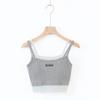 Sexy Ropa Apilada Falso Dos Piezas Sling Chaleco Pequeño Cinturón para Mujer Almohadilla para el Pecho Corto Algodón Puro Sling Ropa Exterior Top Camisa Base Moderna
