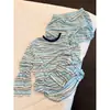 Pijama largo azul a rayas, dulce y femenino, para mujer, conjunto casual de otoño holgado talla grande para mujer