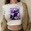 INS Verão 2024 Nova Camiseta Feminina de Manga Curta com Letra de Umbigo Slim-fit