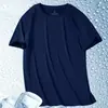Camiseta de Verano Nueva para Hombre 2025 de Seda de Hielo Fresca de Secado Rápido de Manga Corta, Top Delgado Transpirable de Malla Ajustado para Hombre