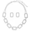 El Set de Pendientes y Collar de Cadena con Pedrería Más Vendido de Amazon Diseño Europeo y Americano Transfronterizo Set de Dos Piezas Cuadrado de Diamante Completo