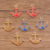 5 Accesorios de Joyería de Aleación DIY Encanto KC Oro Aceite Goteando Velero Faro Salvavidas Ancla Timón Colgante