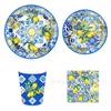 Mm285 Porcelana Azul e Branca Limão Fruta Festa de Feriado Louça de Mesa 8 Pessoas Conjunto de 4 Peças Prato de Papel Toalha de Papel Copo de Papel
