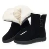 Botas femininas de algodão 2026 novo estilo de inverno, forradas com fleece, espessadas, quentes, botas de neve antiderrapantes, botas confortáveis e versáteis de cano médio