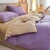 Juego de Ropa de Cama de Tres Piezas de Algodón Puro de Color Sólido para Exportación Transfronteriza, Uso en Hogar y Dormitorio, Juego de Ropa de Cama de Cuatro Piezas de Algodón Puro Teñido en Hilo Hecho a Medida de Fábrica