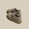 Zapatos Birkenstock de Suela Gruesa para Mujer, Nuevos Modelos Otoño e Invierno 2025, Botas de Nieve Forradas de Lana y Engrosadas, Zapatos de Algodón, Zapatos de Piel Melard con Piel