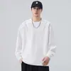 Camiseta masculina de manga comprida da moda americana, nova tendência para jovens primavera e outono 2026, marca bordada, top solto e confortável